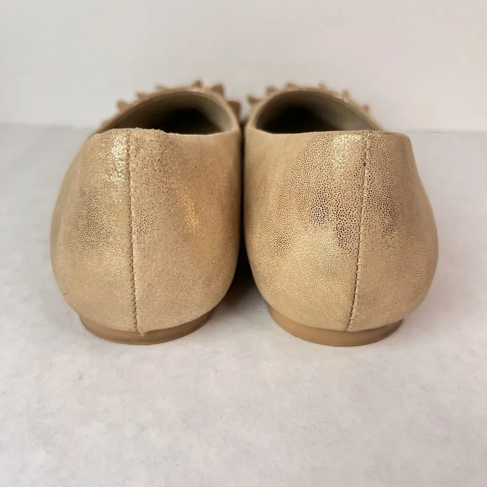 Seychelle Cottagecore Flats size 9 Downstage Gold Ruffle Tiered Shimmer Slip On